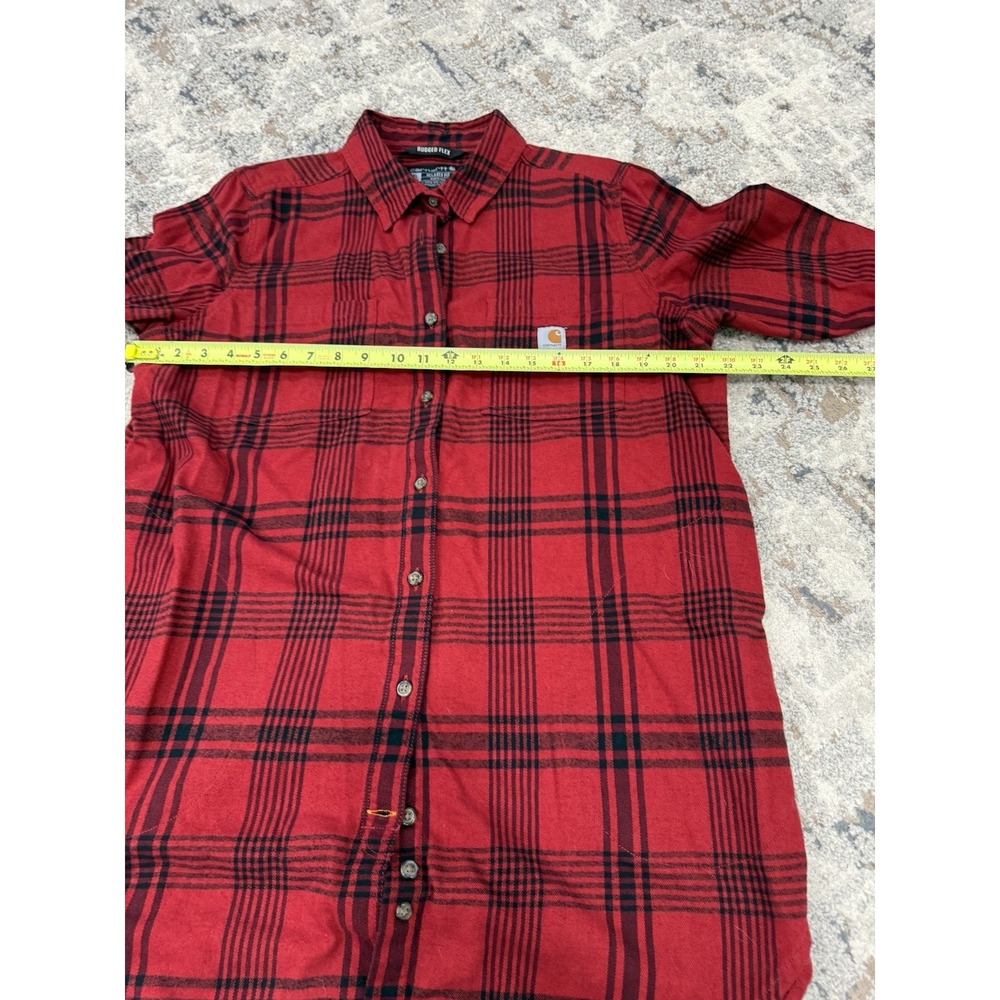 Carhartt Women's XL Size 16-18 Rugged Flex Tunic Midweight Red Black Flannel - Picture 5 of 8